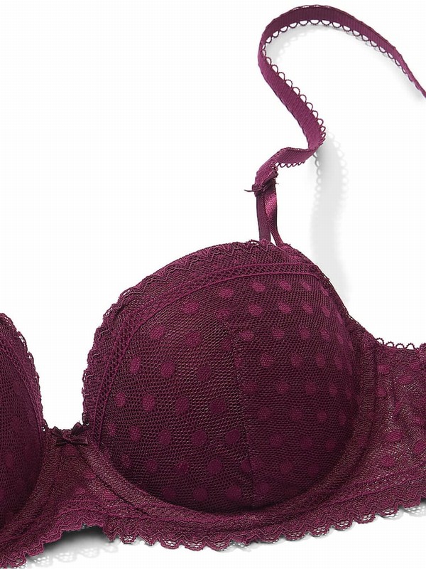 Purple / Rose Victoria Secret Dainty Dot Balcony Lace Bras | RNITD8965