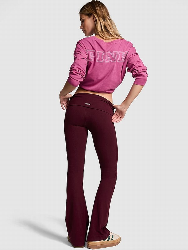 Purple / Rose Victoria Secret Diamante Cotton Foldover Flare Leggings | JIWBE6732
