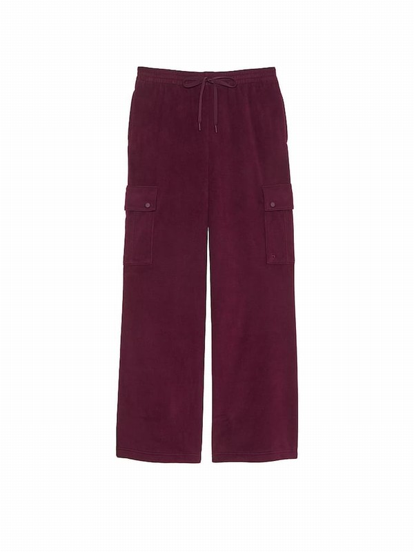 Purple / Rose Victoria Secret Fleece Wide Leg Cargo Joggers | PTDLR3869