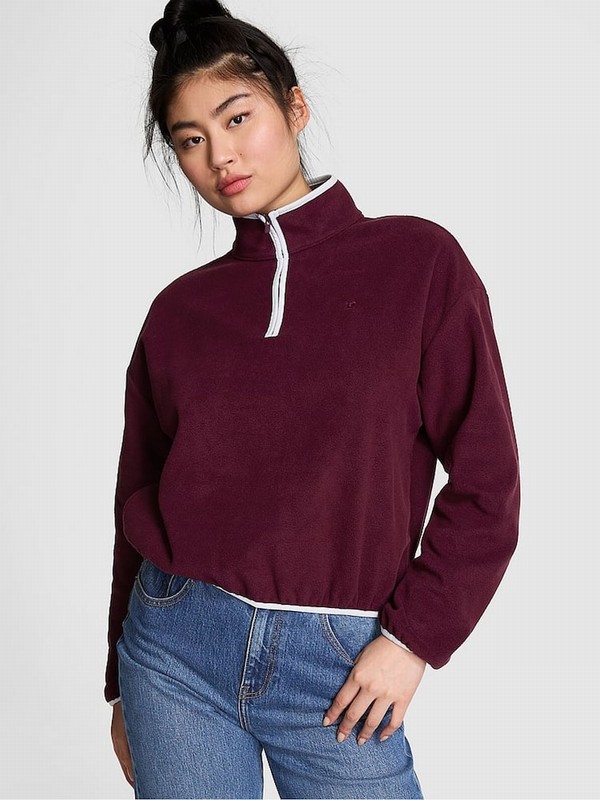 Purple / Rose Victoria Secret Half Zip Fleece Sweatshirts | MVTHG4581