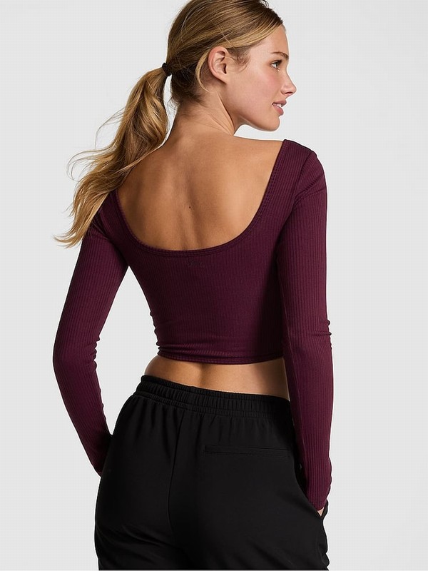 Purple / Rose Victoria Secret Long Sleeve Cotton Corset Top Tops | WSAKQ0564