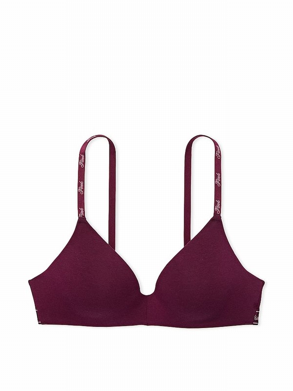 Purple / Rose Victoria Secret Non WiLightly Lined Cotton Logo Bras | RCLQZ3105