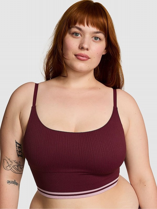 Purple / Rose Victoria Secret Seamless Longline Scoop Top Sports Bra | EXCPK0913