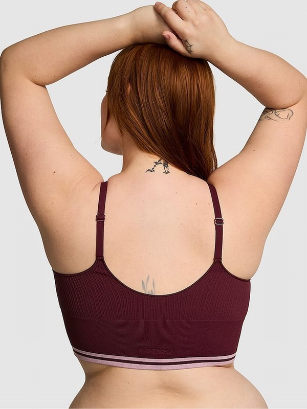 Purple / Rose Victoria Secret Seamless Longline Scoop Top Bras | HLZPV7059