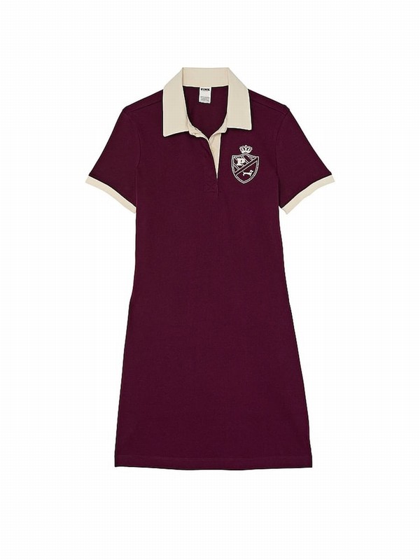 Purple / Rose Victoria Secret Short Sleeve Rugby Dress | XUGYB6307