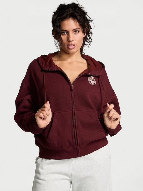 Purple / Rose Victoria Secret Zip Up Fleece Hoodie | RIKDZ8723