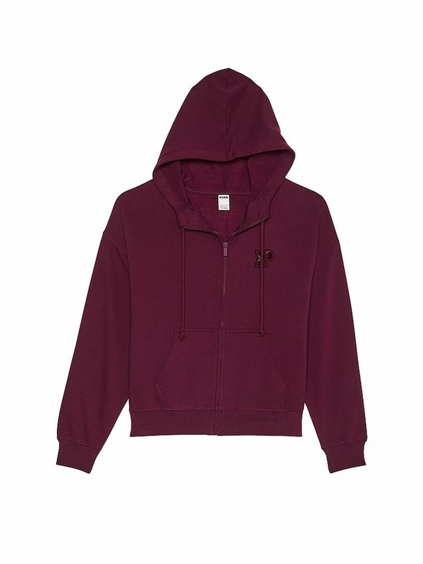 Purple / Rose Victoria Secret Zip Up Fleece Hoodie | JRXPA1378