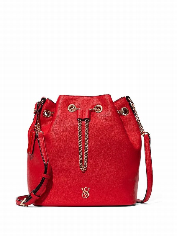Red Victoria Secret Bucket Crossbody Bags | TSMZA7930