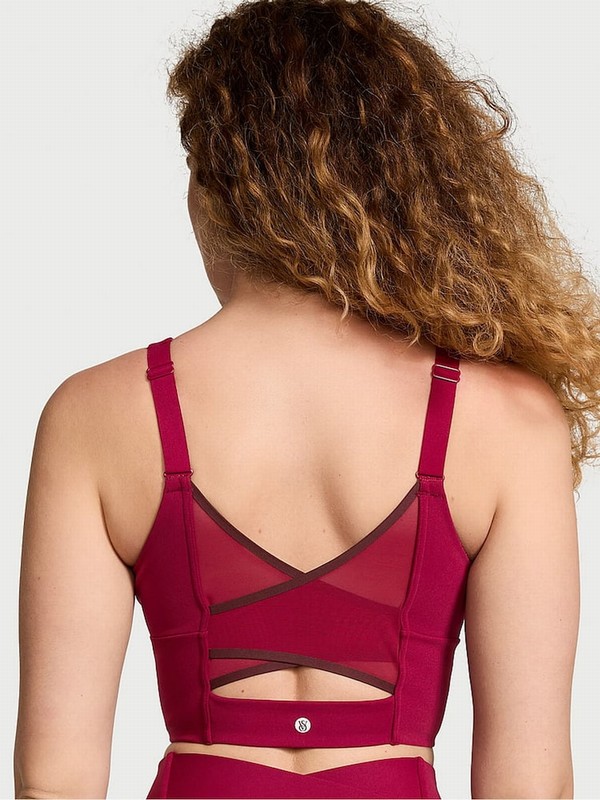 Red Victoria Secret Campari Cross Back Mesh Sports Bra | JOCLD2509