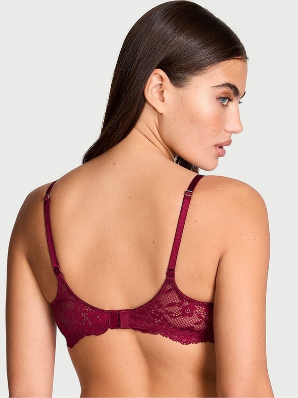 Red Victoria Secret Campari Lace Push Up Bras | RBOSK2407