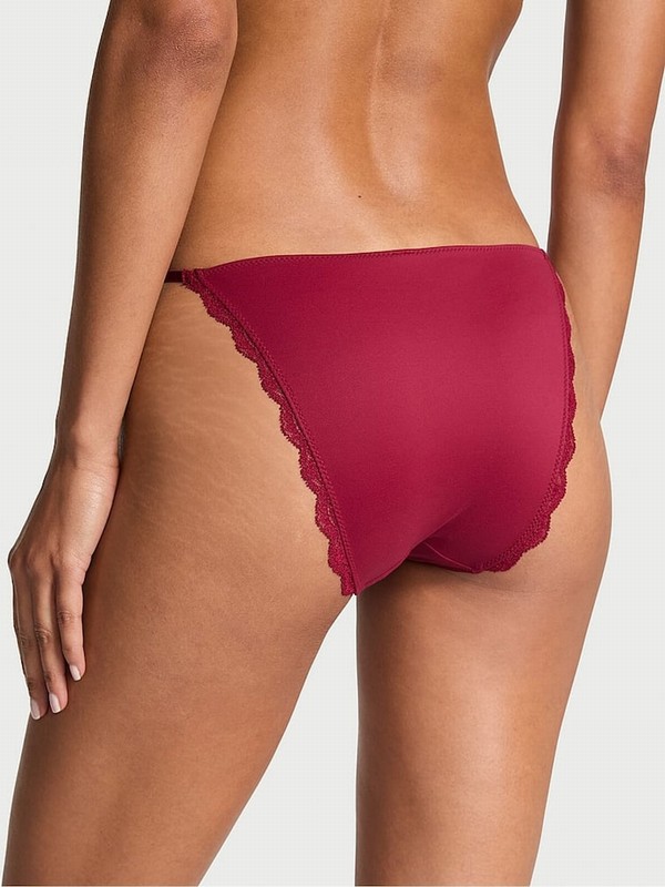 Red Victoria Secret Campari Lace Trim Bikini Underwear | GCFEK6417
