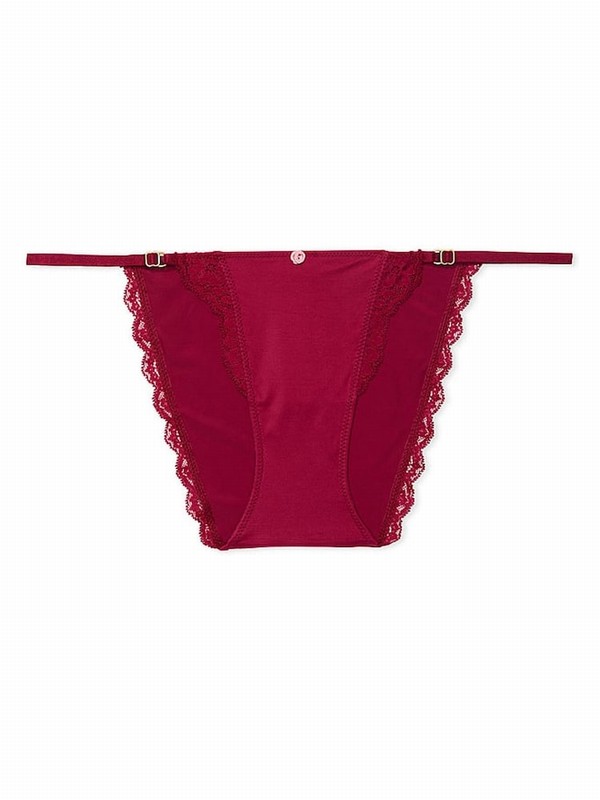 Red Victoria Secret Campari Lace Trim Bikini Underwear | GCFEK6417