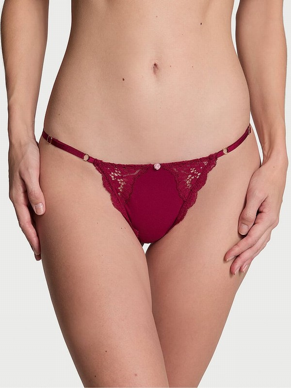 Red Victoria Secret Campari Lace Trim G String Underwear | GAYIH2986