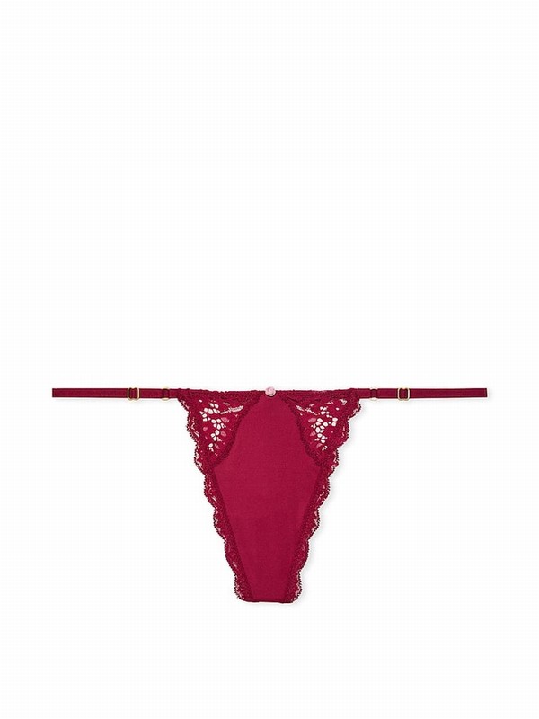 Red Victoria Secret Campari Lace Trim G String Underwear | GAYIH2986