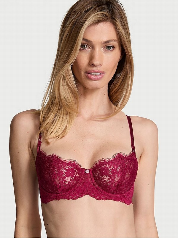 Red Victoria Secret Campari Lace Unlined Balcony Bras | HBDVN0219