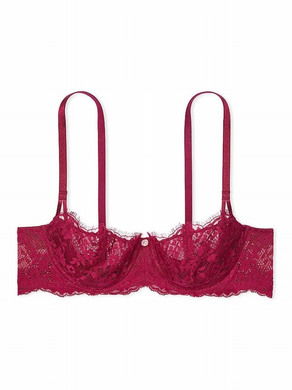 Red Victoria Secret Campari Lace Unlined Balcony Bras | HBDVN0219