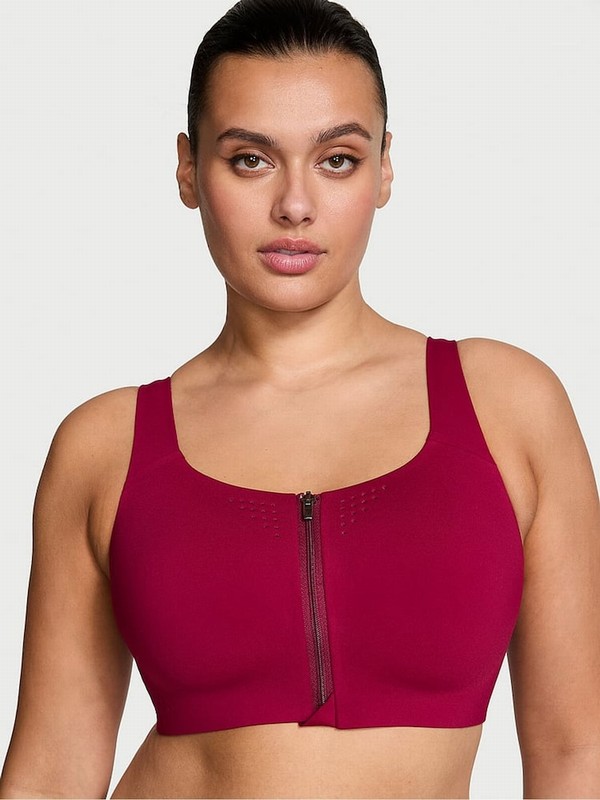 Red Victoria Secret Campari Strappy Back Front Close VSX Featherweight™ Max High Support Sports Bra | QUORV9814