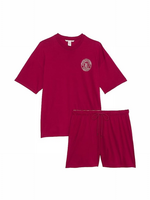 Red Victoria Secret Campari W Rhinestone Graphic Cotton Nightwear | GWSQZ5219