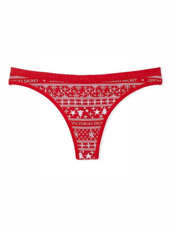 Red Victoria Secret Fairisle Thong Underwear | UAMWT9130