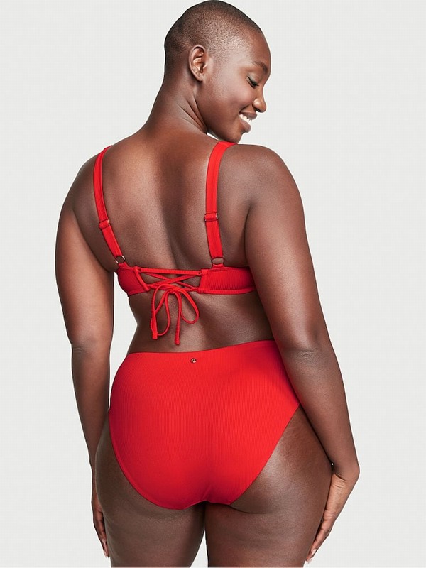 Red Victoria Secret Flame Rib Balconette Bikini Top | UEMPL9034