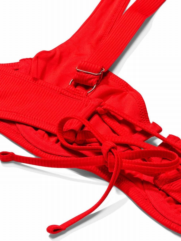 Red Victoria Secret Flame Rib Balconette Bikini Top | UEMPL9034