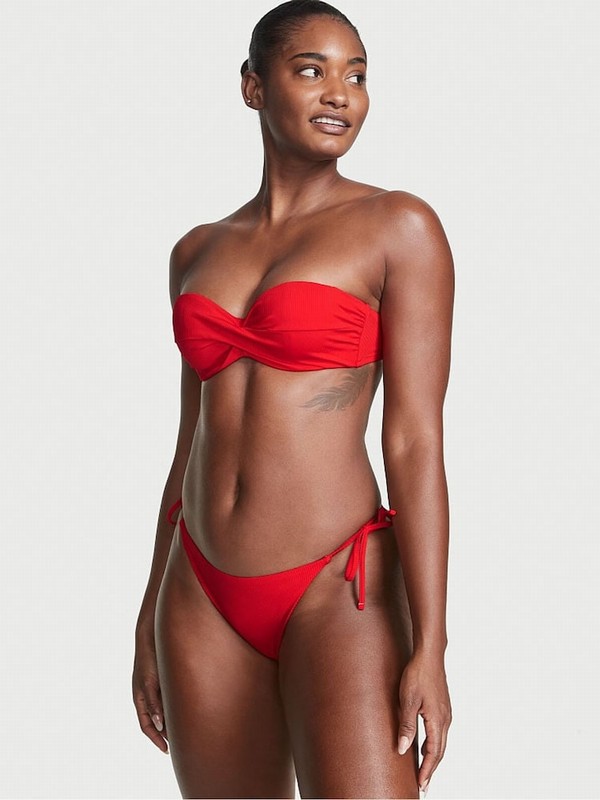 Red Victoria Secret Flame Rib Strapless Bikini Top | TQAWI4902