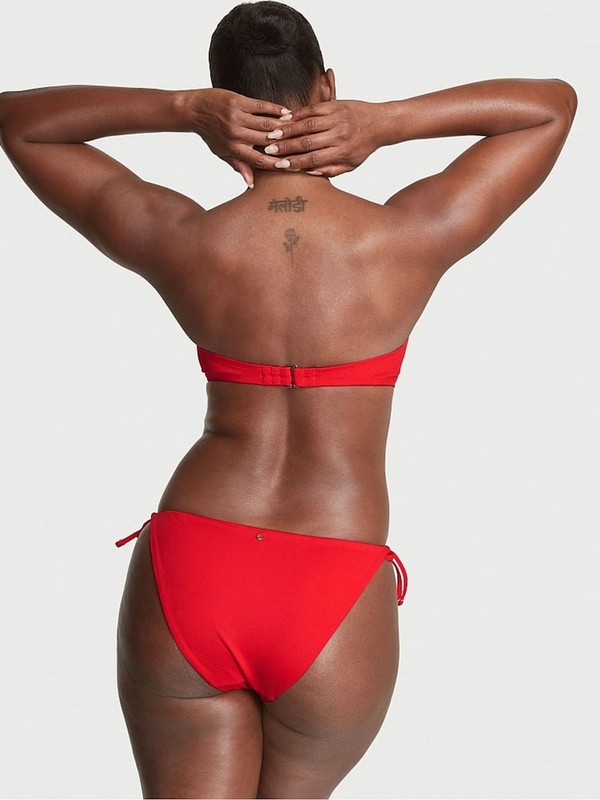 Red Victoria Secret Flame Rib Strapless Bikini Top | TQAWI4902