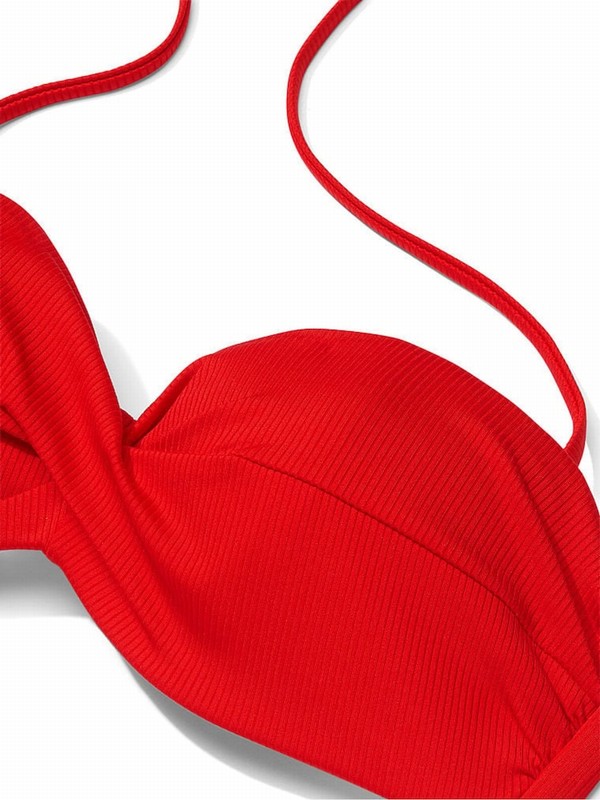 Red Victoria Secret Flame Rib Strapless Bikini Top | TQAWI4902