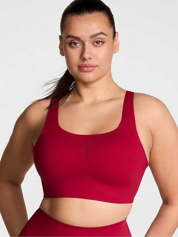 Red Victoria Secret Lacquer Back Close VSX Featherweight™ Max High Support Sports Bra | YJLFM4953