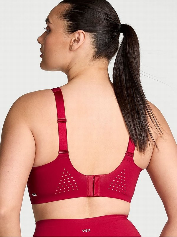 Red Victoria Secret Lacquer Back Close VSX Featherweight™ Max High Support Sports Bra | YJLFM4953