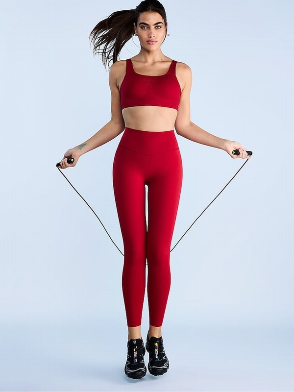 Red Victoria Secret Lacquer Back Close VSX Featherweight™ Max High Support Sports Bra | YJLFM4953