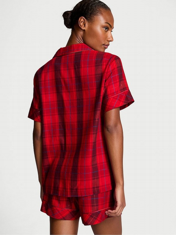 Red Victoria Secret Laquer Tonal Plaid Flannel Nightwear | FSRUM6290