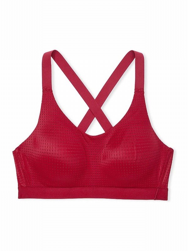 Red Victoria Secret Laquer VSX Lightweight Mesh Medium Impact Bras | XFTMG7492