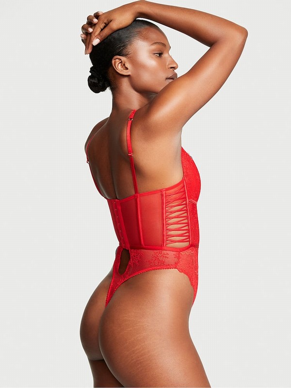 Red Victoria Secret Lipstick Bodysuit Lingerie | AWSDG0582