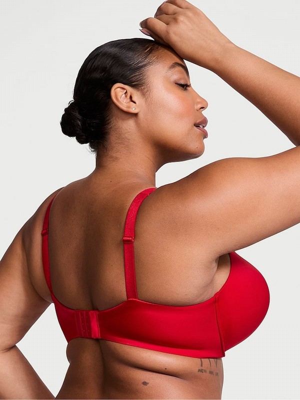 Red Victoria Secret Lipstick Bombshell Add 2 Cups Push Up Shine Strap Bras | ADTSC4786