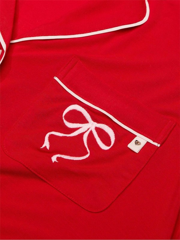 Red Victoria Secret Lipstick Bow Graphic Modal Long Nightwear | ERTDZ0275