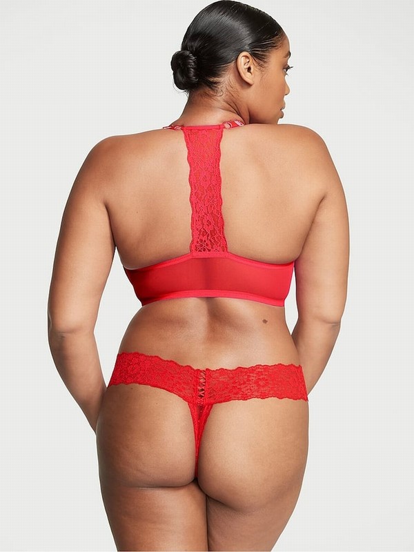Red Victoria Secret Lipstick Lace Up Thong Underwear | WSICA2875