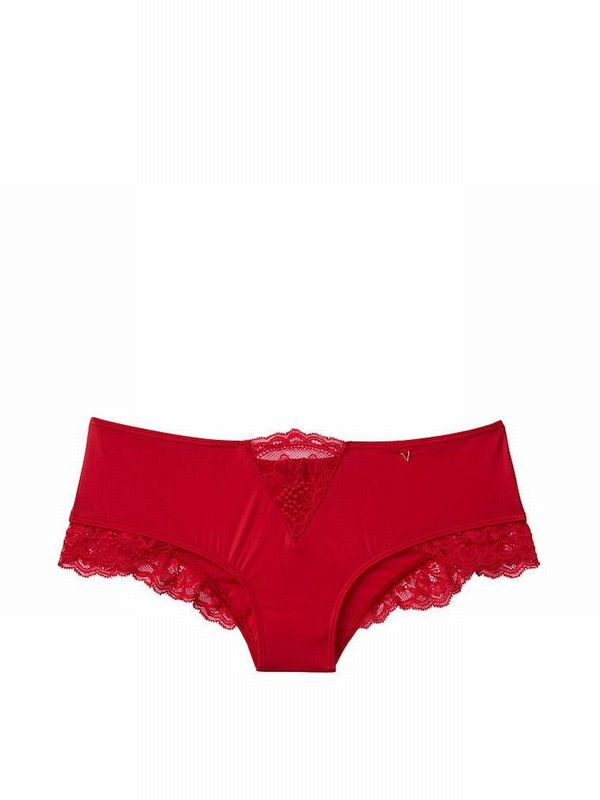 Red Victoria Secret Lipstick Micro Lace Inset Cheeky Underwear | ULXPN1089