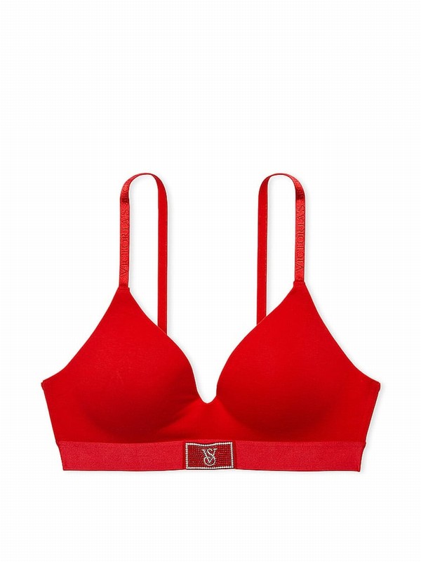 Red Victoria Secret Lipstick Non WiLightly Lined Shine Patch Bras | XBJEU9846