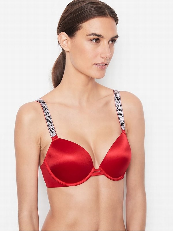 Red Victoria Secret Lipstick Smooth Push Up Shine Strap Bras | UGOFP6415