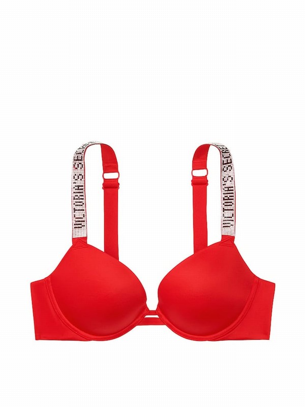 Red Victoria Secret Lipstick Smooth Push Up Shine Strap Bras | UGOFP6415
