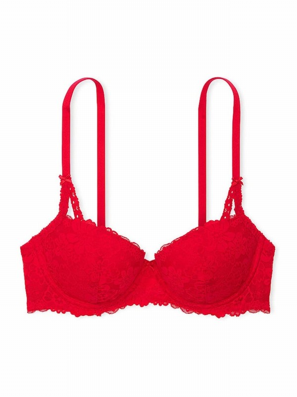 Red Victoria Secret Pepper Balcony Lace Bras | JZLPB0925