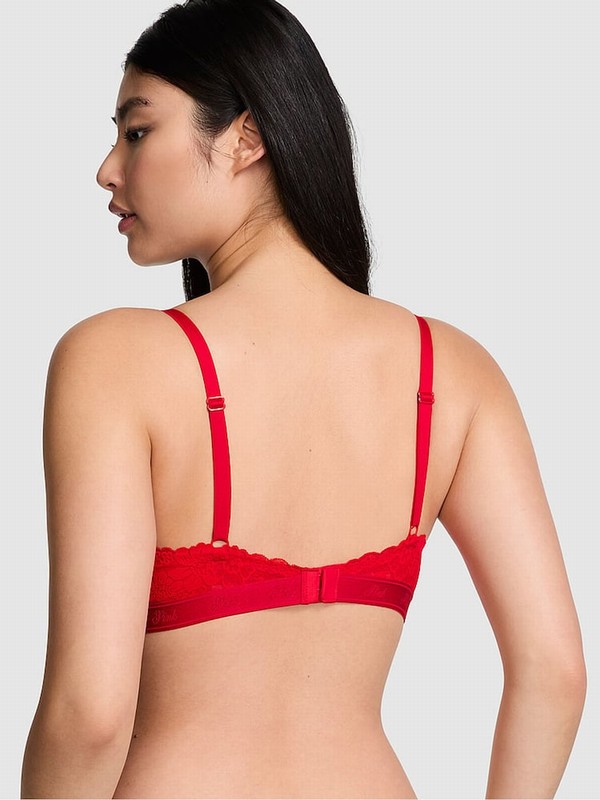Red Victoria Secret Pepper Balcony Lace Bras | QMRYG2896