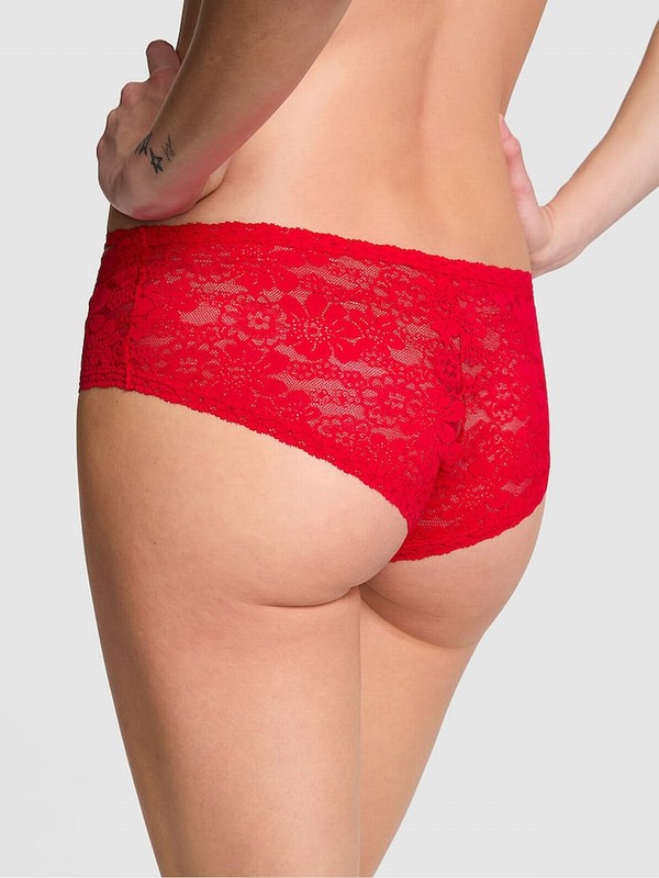 Red Victoria Secret Pepper Cheeky Floral Lace Underwear | DOPMC9786