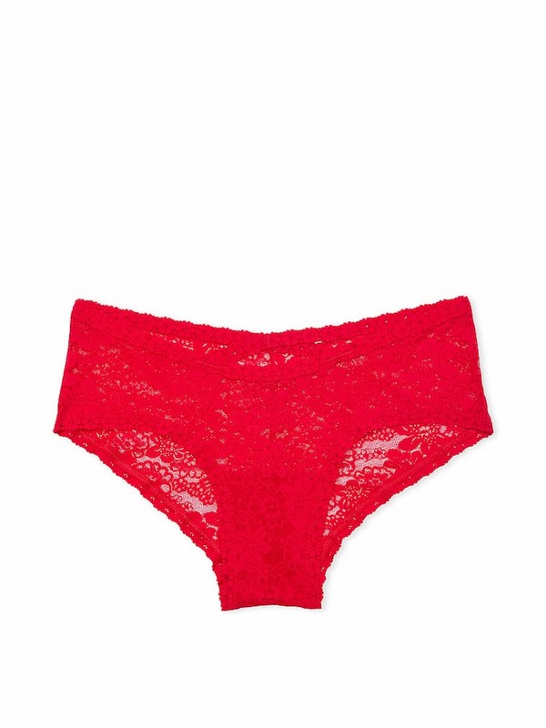 Red Victoria Secret Pepper Cheeky Floral Lace Underwear | DOPMC9786