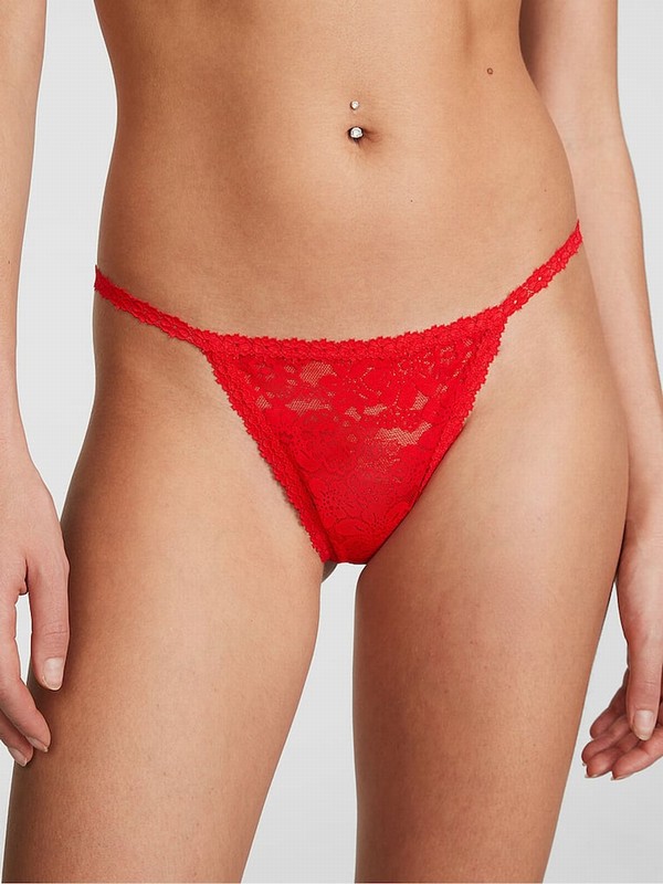 Red Victoria Secret Pepper G String Floral Lace Underwear | VEHOZ5420