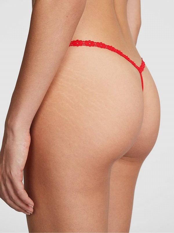 Red Victoria Secret Pepper G String Lace Underwear | QMYRJ9013