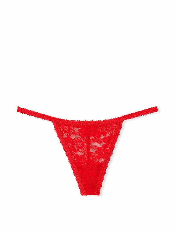 Red Victoria Secret Pepper G String Lace Underwear | QMYRJ9013