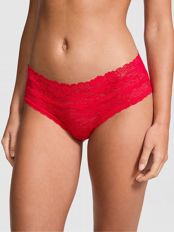Red Victoria Secret Pepper Hipster Floral Lace Underwear | BTWDP8721