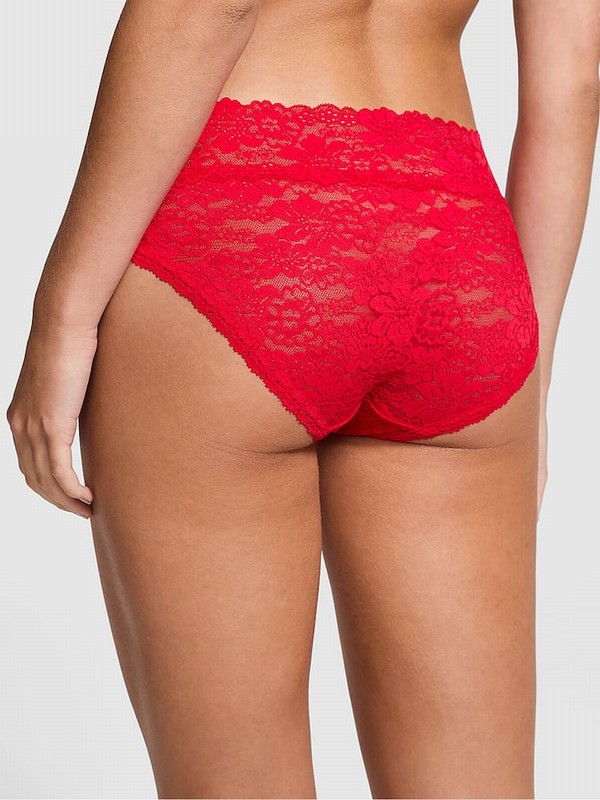 Red Victoria Secret Pepper Hipster Floral Lace Underwear | BTWDP8721